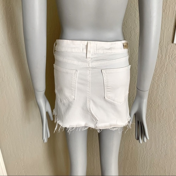 PAIGE Verdugo Optic White Raw Hem Denim Skirt Style 1764422-OWH - Picture 11 of 15